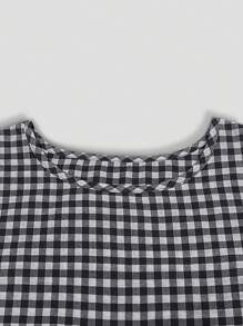 INAWLY Plus Size Crew Neck Short Sleeve Plaid Long Casual Dress