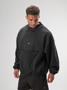ARC Activewear 超大圆领运动上衣 健身房运动夹克套头衫 - 黑色 - 查看 3