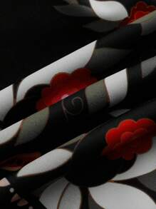 Travachic All-Over Print Asymmetric Neckline Twist Front One-Piece Swimsuit - Black - View 6