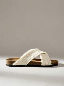 Solecia Giày sandal đế xuồng gỗ màu nâu thoải mái cho nữ - Màu be - Xem 2