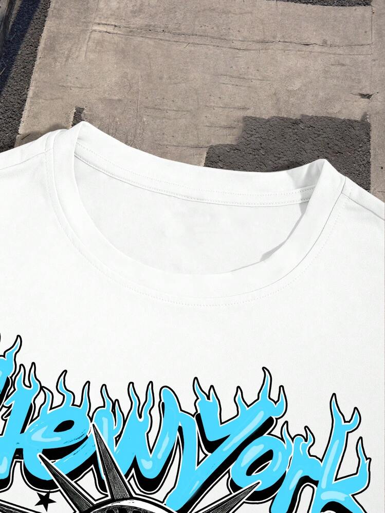 Manfinity EMRG Ensemble t-shirt à imprimé lettres et portrait et short à cordon de serrage pour hommes - Multicolore - Voir 3