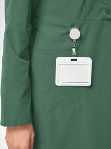TaskEZ Solid Color Pocket Designed Long Sleeve Top And Long Pants Nursing Scrub Uniform Set, Women Scrub Sets, Nursing Scrubs, Women Workwear Scrubs - Army Green - View 6
