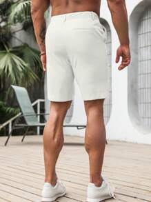 Manfinity Homme 男士纯色休闲口袋百搭通勤短裤白色短裤男男士白色短裤男士白色短裤奶油色短裤男士短裤白色