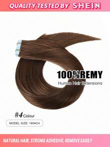 Extensiones de cabello humano color marrón chocolate #4, extensiones de cabello humano real Remy en cinta adhesiva, invisibles y sin costuras, extensiones de cabello humano con cinta adhesiva - S4 - Ver 2