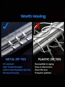 100PCS/Pack Heavy-Duly Stainless Steel Cable Ties -RustProof, High Temperature Resistant Metal Cable Ties,Suitable For Mechanical, Automotive.Exhaust ApplicationsEtc..Made Of Stainless Steel Material