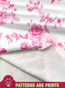 SHEIN MOD Women Floral Print Mid Waist Mini Ruched Bodycon Skirt, Suitable For Spring & Summer - Pink - View 3