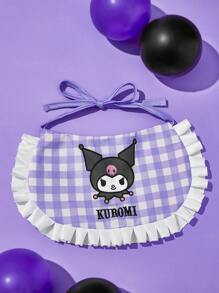 HELLO KITTY AND FRIENDS | SHEIN 1 件可爱卡通图案印花宠物项圈，适用于猫、狗、宠物围巾围兜、狗唾液围兜、宠物配件、公主风格格子围巾， - 紫色 - 查看 3
