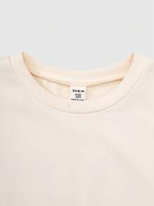 1pc Girls Letter Print Crew Neck Knitted Long Sleeve T-Shirt, Casual & Versatile - Suitable For Travel And Outdoor - Apricot - View 5