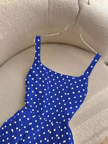 INAWLY Đầm dài đi biển chấm bi cổ điển cho nữ có dây đeo mảnh - Nhiều màu - Xem 3