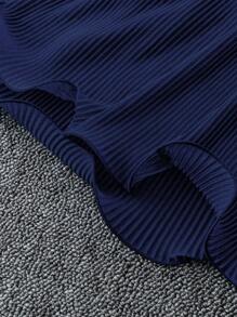 DreamSkyne Pantalones anchos de unicolor casuales y versátiles para tallas grandes - Azul Marino - Ver 4