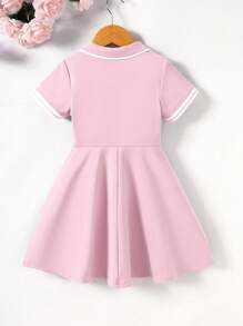 SHEIN Vestido con cuello polo y estampado de corazón para niña joven