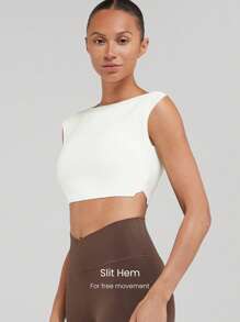 GLOWMODE Featherfit™ Just Do U-back Cap Sleeve Crop Top - 白色 - 查看 5