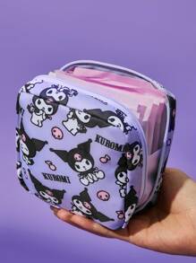 HELLO KITTY AND FRIENDS | SHEIN 1 cái/1 bộ Túi đựng đồ bằng sợi Polyester họa tiết hoạt hình, có thể dùng làm túi đựng đồ vệ sinh phụ nữ, túi đựng đồ kỹ thuật số, túi đựng đồ nhỏ, - Màu tím hoa cà - Xem 7