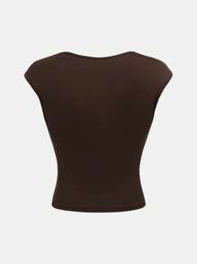 SHEIN Teen Girl Solid Color Ruched Bust Casual T-Shirt, Back To School , Cute, Holiday Family Outdoor Spring Picnic Everyday Wear, Suitable For Various Occasions Cute Top