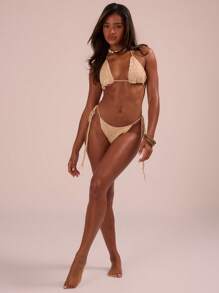 Musera Resort Extreme Applique Crochet Bikini Top Summer Beach Resort Holiday - Cream - View 2