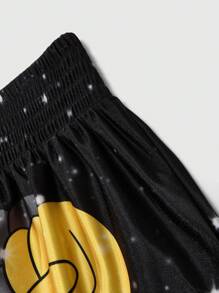 ROMWE MEN Adventure Time X ROMWE Men's Cartoon Pattern Elastic Waist Boxing Shorts - Black - View 4