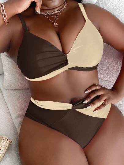 Slaydiva Set da bagno taglie forti con effetto color block