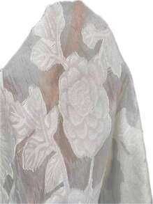 Elenzga Áo sơ mi hở vai nhún bèo lãng mạn ngọt ngào dành cho nữ, áo cánh ngắn thời trang cho mùa hè - Màu be - Xem 7