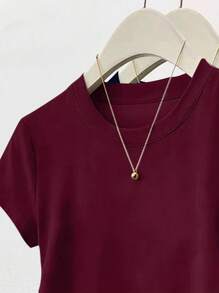 INAWLY 女士休闲纯色短袖T恤，夏季百搭