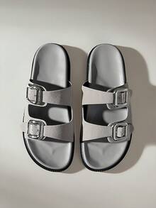 Solecia Women's Thick Sole Double Buckle Sandals - Light Grey - View 6