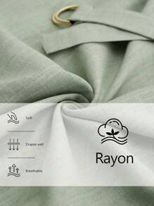 Aalyst Váy midi chữ A cổ chữ V bằng sợi tre màu trơn, thanh lịch, tối giản, cao cấp, đa năng, phù hợp cho văn phòng/đi làm/bãi biển/ngày lễ - màu xanh lá - Xem 2