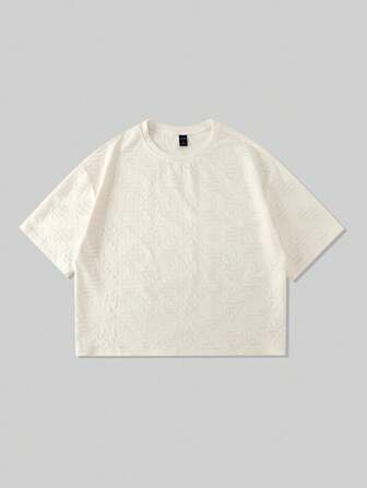 Street Life Camiseta corta holgada con textura de tela de doble capa desgastada para hombres