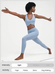 GLOWMODE FeatherFit™ Ruched Racerback Sports Bra  Spring Summer - Baby Blue - View 6