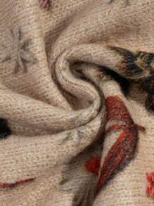 Suéter de punto holgado de manga larga con cuello redondo, estampado floral, versátil y casual para mujer de talla grande, para otoño e invierno