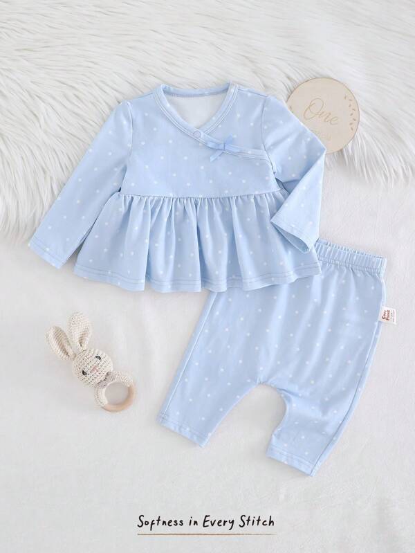 Cozy Pixies Newborn Baby 2pcs Set: Soft Knit Crew Neck Long Sleeve Cardigan & Elastic Waist Long Pants Infant Two Piece Set Cotton Baby Girl Clothes