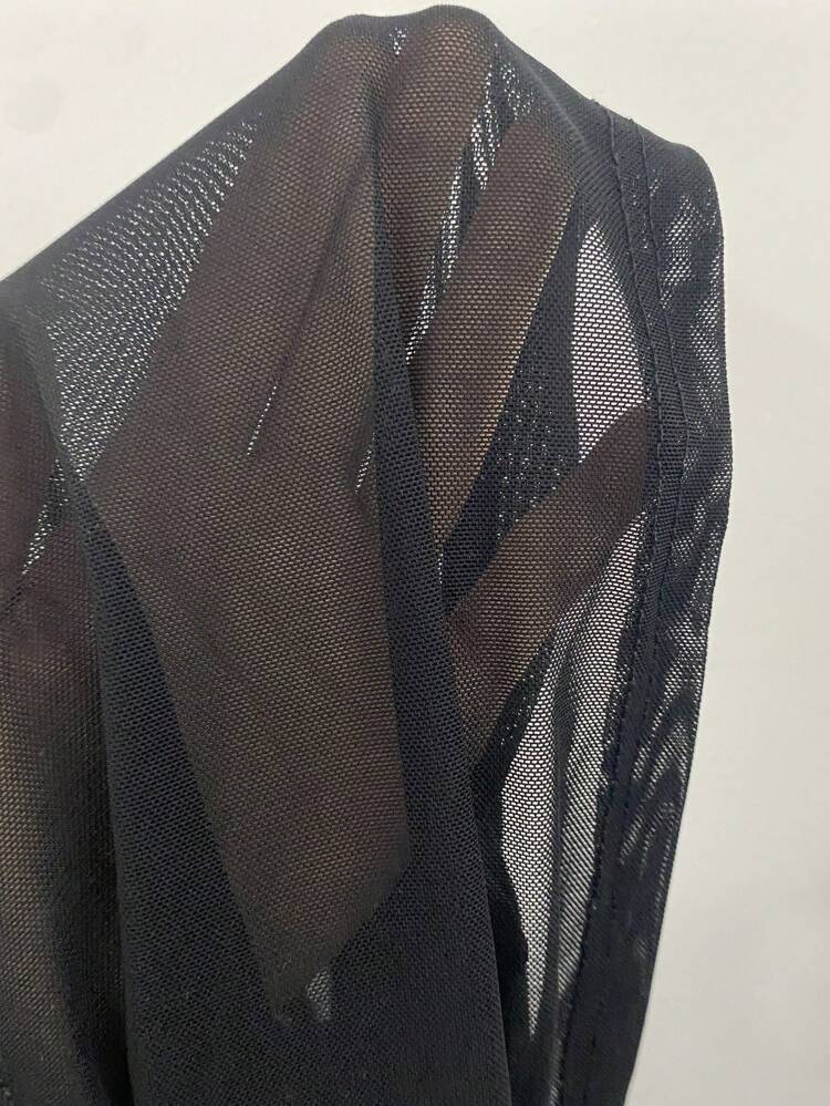 Asymmetrical Hem Thumb Holes Sheer Top Without Cami Top Going Out Tops Long Sleeve Women Tops