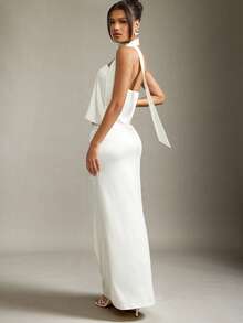 Hauture Conjunto de top bandeaux sin tirantes y falda larga de estilo informal y oficina de verano sexy