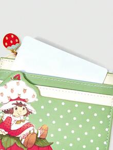 Strawberry Shortcake | ROMWE Cartoon Strawberry Girl Cardholder Card Wallet Zipper Coin Purse Key Chain - Green - View 6