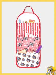 TOM & JERRY X SHEIN Fashionable Striped And Kitty Print 3-Grid Wall Organizer