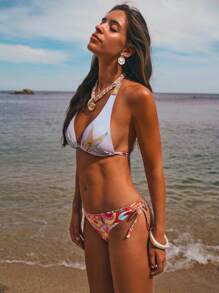 Swim Vcay Women's Printed Halter Neck Swimsuit Set, Fashionable For Summer - Multicolor - View 6