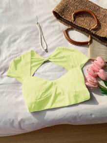 Comfortcana 女式夏季休闲纯色镂空背心衬衫