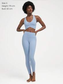 GLOWMODE FeatherFit™ Ruched Racerback Sports Bra  Spring Summer - Baby Blue - View 8