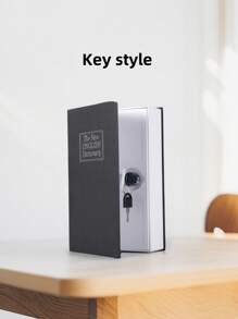 1pc Black/Blue/Red/Gold/Silver Book Money Box With Key Lock, Hidden Secret Storage Box Disguised As English Dictionary, Saving Box For Jewelry, Passport And Other Valuables, Money Box,Piggy Bank,Money Saving - Black - View 4