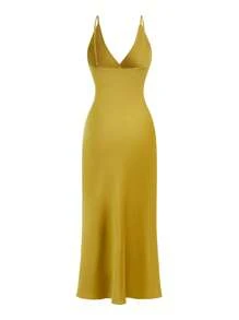 Ocili 舒适绸缎吊带裙，女士丝质睡裙 - 綠色 - 查看 2