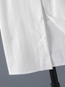 SHEIN 青少年男童夏季休闲纯色短袖衬衫 - 白色 - 查看 4