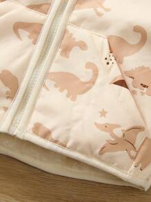 小男孩和婴儿泰迪熊衬里毛绒绒夹克全拉链极地冬季保暖外套带口袋连帽外套