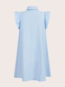 SHEIN BASICS 平纹休闲开襟蝙蝠袖大码连衣裙