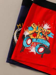 5pcs/Pack Tween Boy Music & Headphone Graphic Comfortable Boxer Briefs - Multicolor - View 3