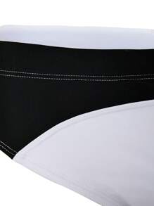 ZELFYO Bañadores de triángulo con nudos y color contrastante para hombres, adecuados para la playa en verano - Blanco y Negro - Ver 5