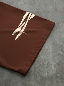 Manfinity Dauomo 男士新款短袖 T 恤，宽松休闲潮流品牌上衣 - 咖啡棕 - 查看 5