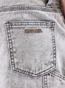 SUMWON Pantaloncini di jeans con gamba larga sotto il ginocchio, stile cargo in lavaggio pietra vintage, comodi e ampi, casual e estivi, stile vintage da skater degli anni 90 - Grigio - Visualizzare 6
