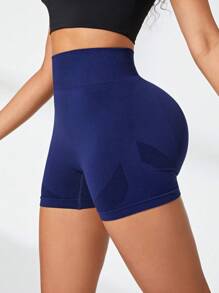 Seamluxe SHEIN Sport 3er-Set Damen High-Waist Slim Fit einfarbige Sport-Shorts, Workout-Shorts