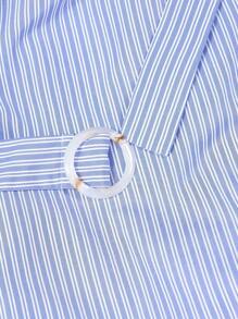 SHEIN MOD Collared Long Sleeve Cinched Waist Front Button Cinched Waist Striped Long Dress,  Blue Striped Dress,  Shirt Dresses,  Button Down Dress,  Picnic Dress For Woman,  Belted Shirt Dress, Business Casual Woman, Teacher Outfits For Women, Office Outfits For Women