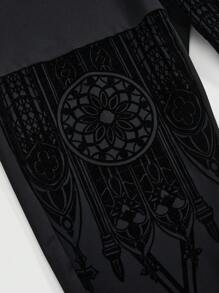 ROMWE Goth Goth Castle Cutout Patchwork Women Plus Size Skinny Stretchy Leggings