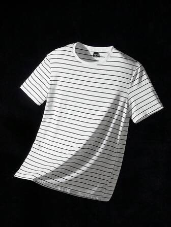 NEON BLANC Men's Knitted Striped Round Neck Short Sleeve T-Shirt Teen Boys Clothing>Teen Boys T-Shirts