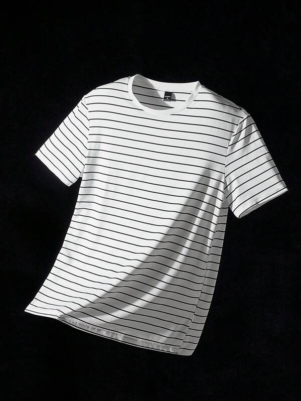NEON BLANC Tricou pentru bărbați tricotat cu dungi cu gât rotund cu mânecă scurtă Îmbrăcăminte pentru adolescenți băieți>T-couri pentru adolescenți